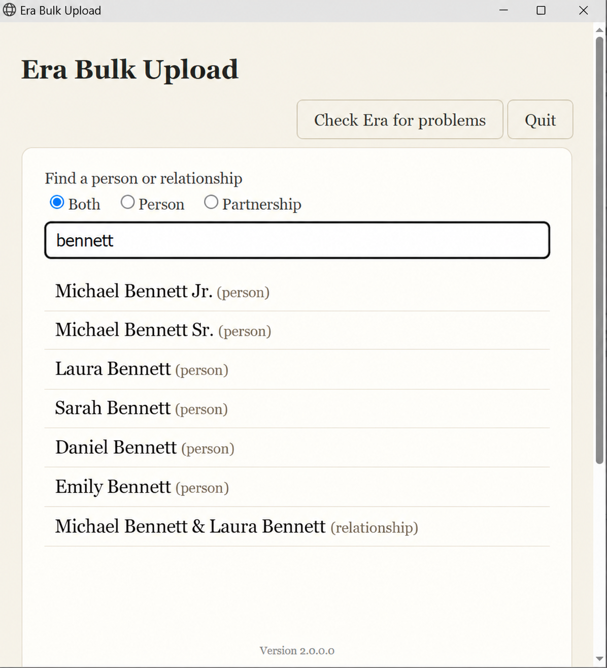 ERA bulk search view